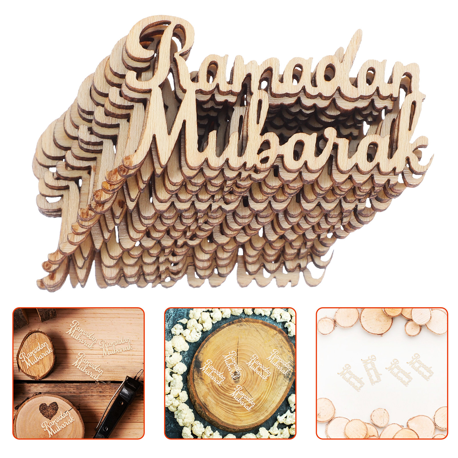 Home Decor Ramadan - 15Pcs Ramadan Mubarak Wooden Decorative Pieces