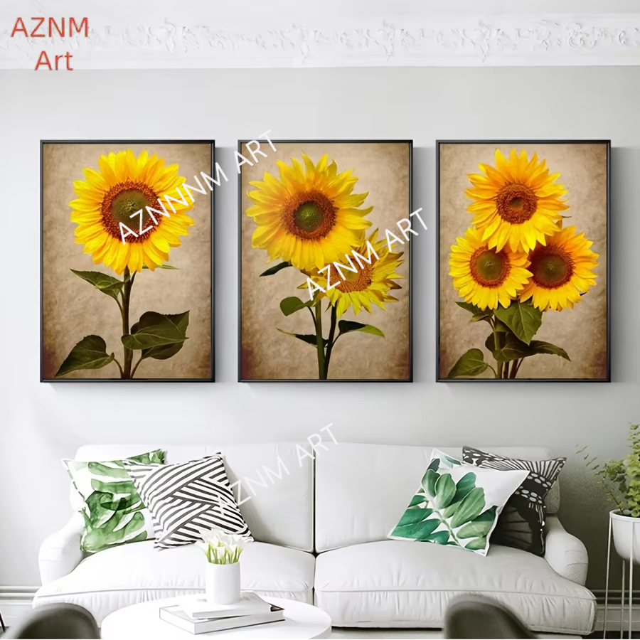 Home Decor Minimalist Style - 1/3PCS Deco Sunflower Canvas Wall Art