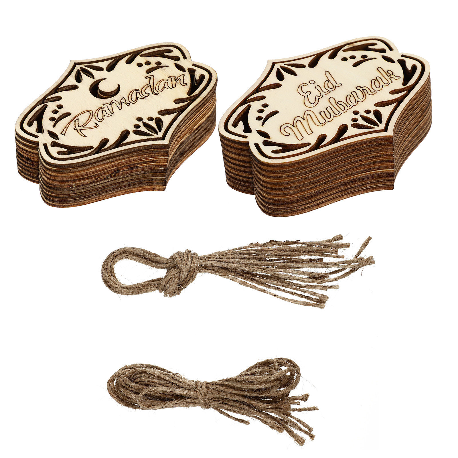 Home Decor Ramadan - 20Pcs Wooden Eid Ornament Hanging Pendant