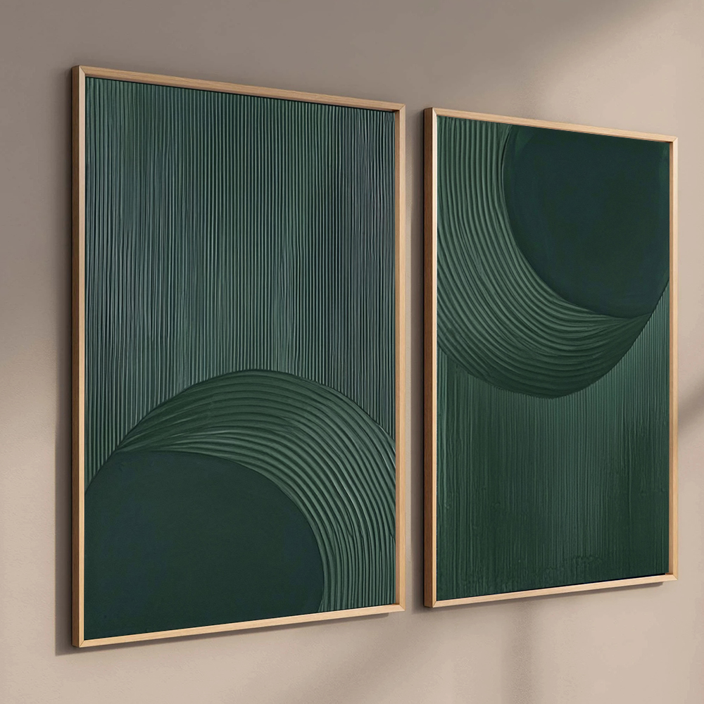 Home Decor Minimalist Style - Abstract 3D Geometric Texture Dark Green