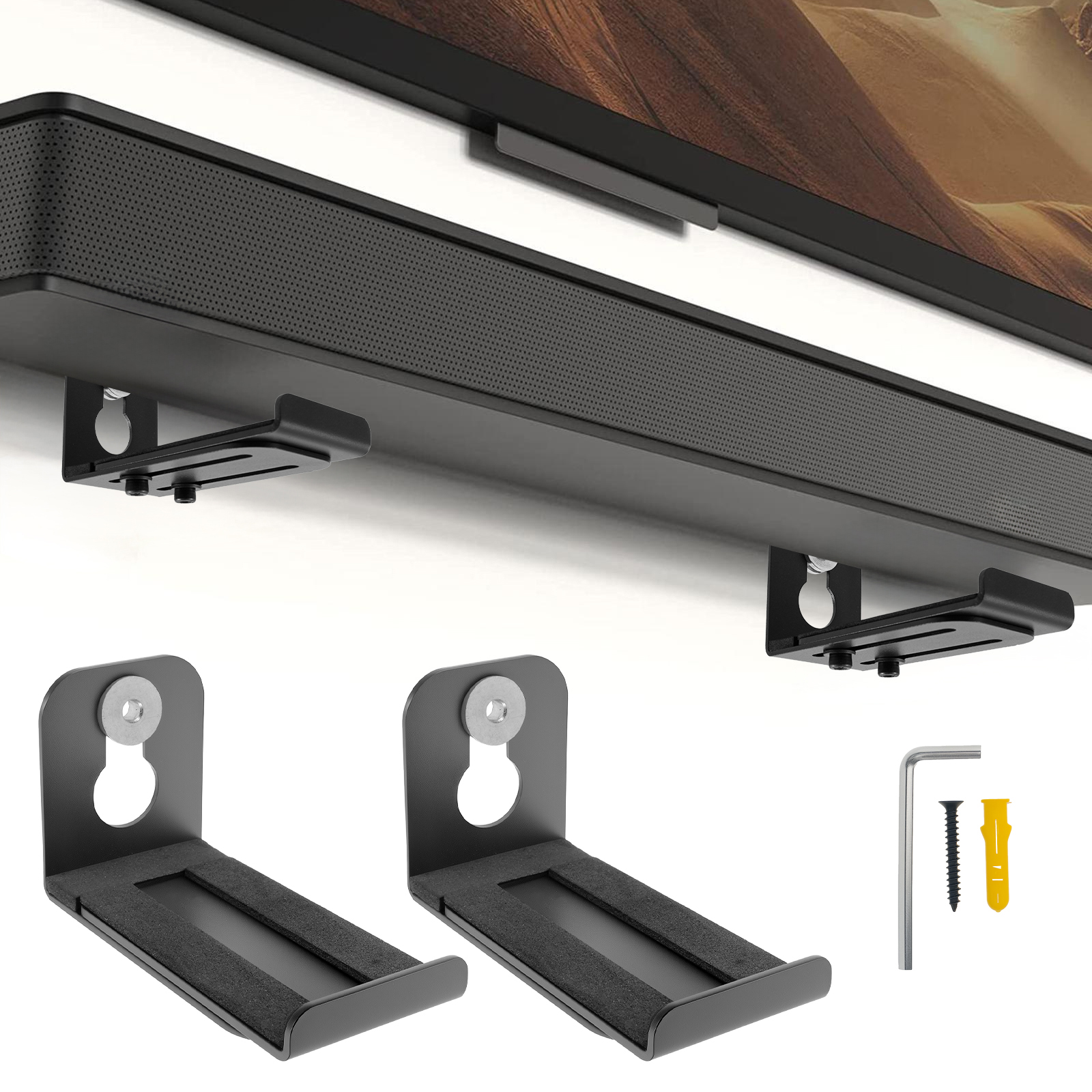Home Decor Company - 2Pcs Soundbar Speaker Stands Wall Mount