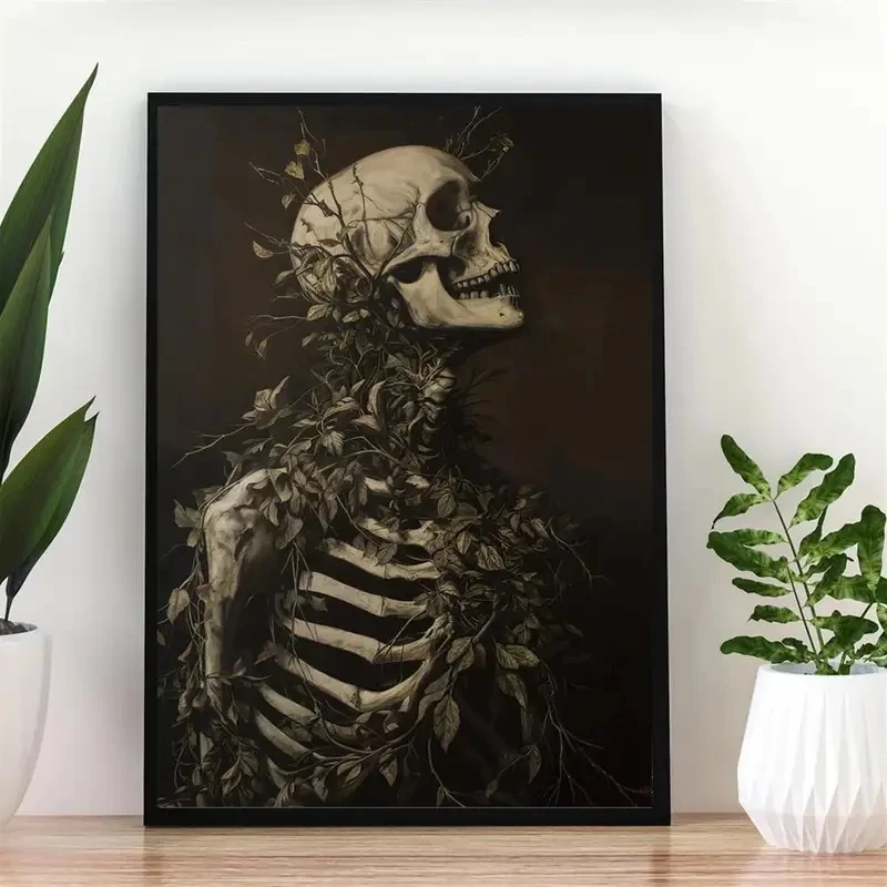 Home Decor Game - Dark Skull And Withered Plants Wall