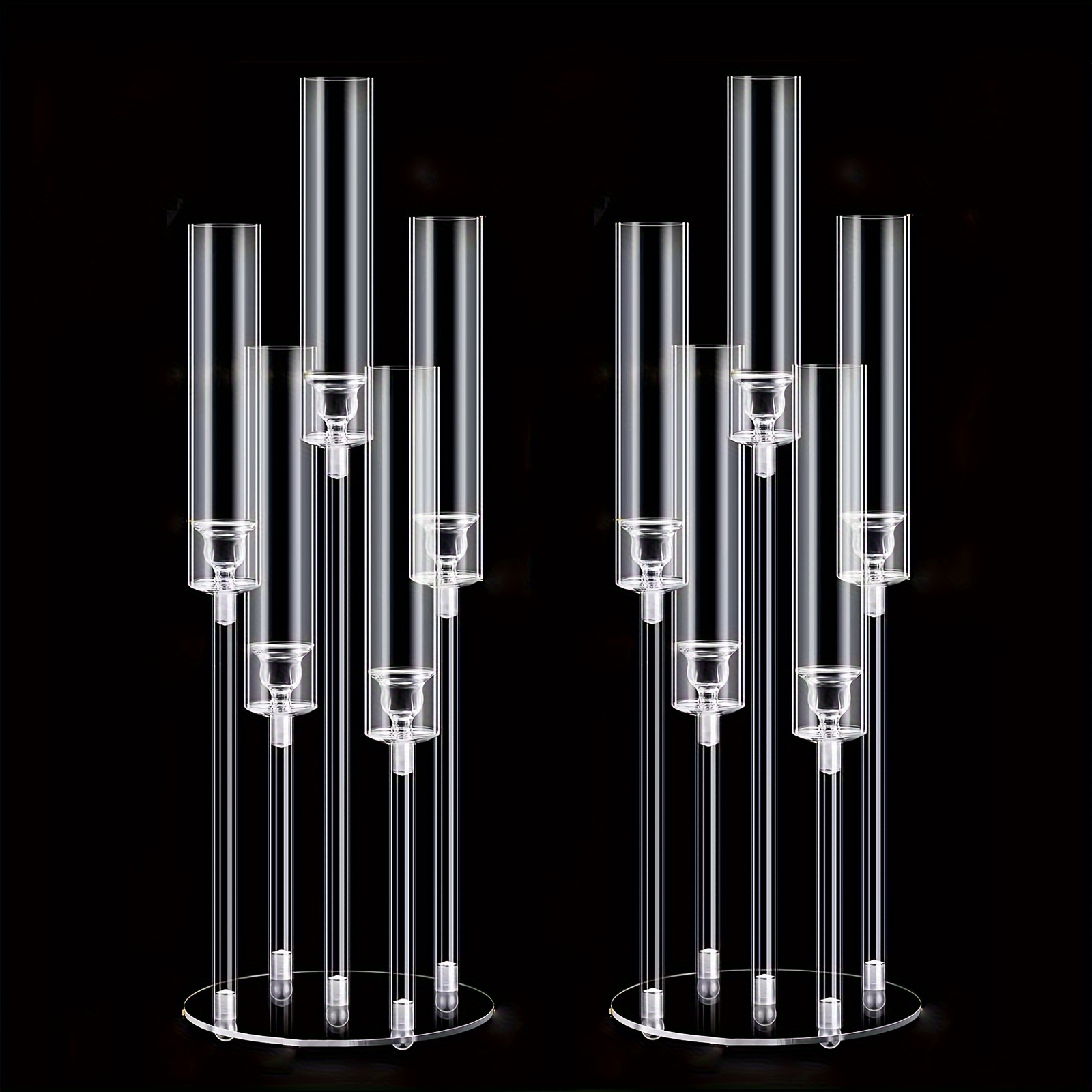 Home Decor Ramadan - 2pcs Elegant Clear Acrylic Candelabra Centerpieces