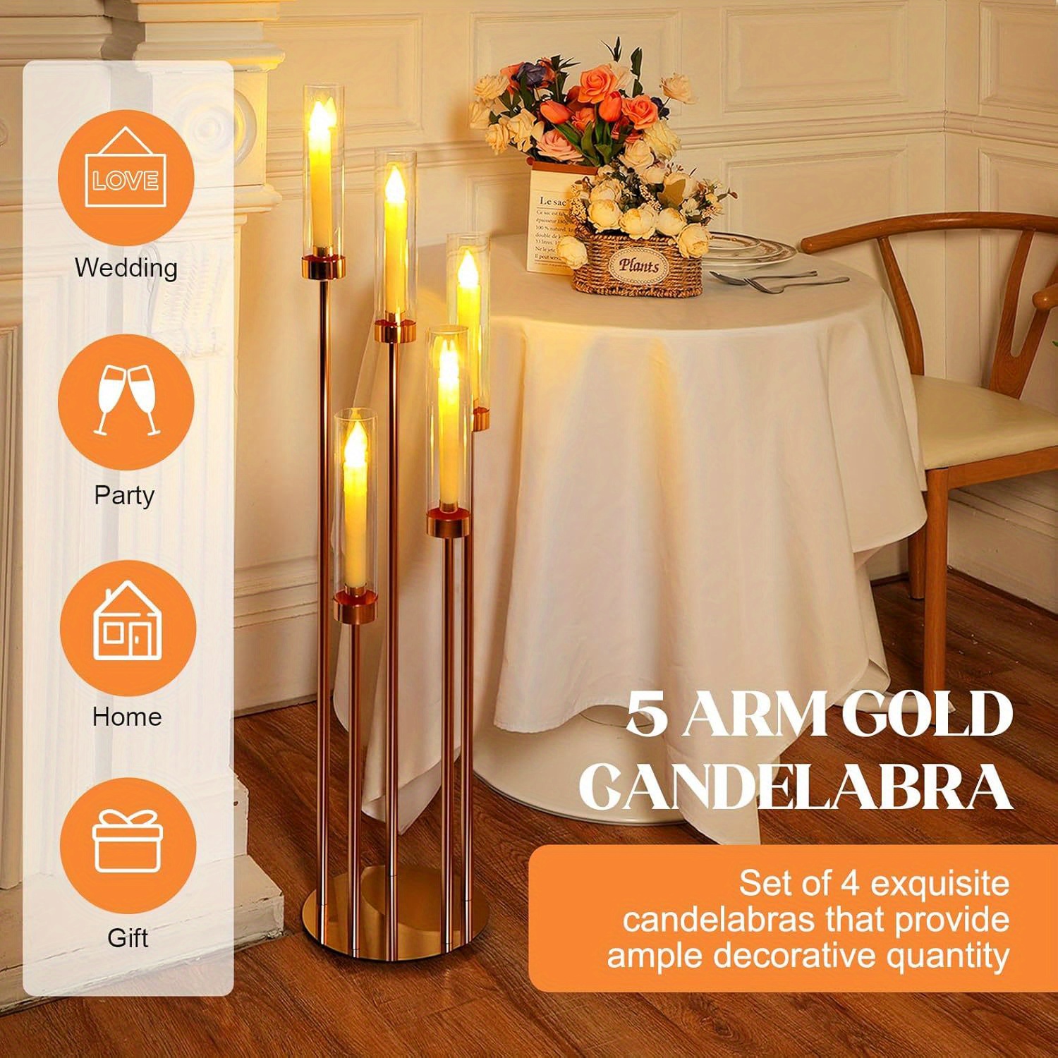 4 Set Floor Candelabra 5 Arm 4 - đánh giá và giá Home Decor Ramadan