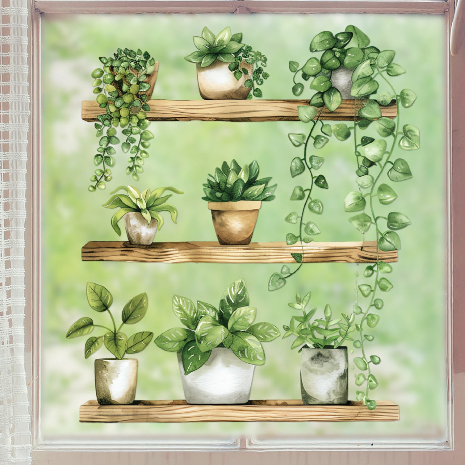 1pc Green Plant Potted Cute Ca - đánh giá và giá Home Decor Window Blinds