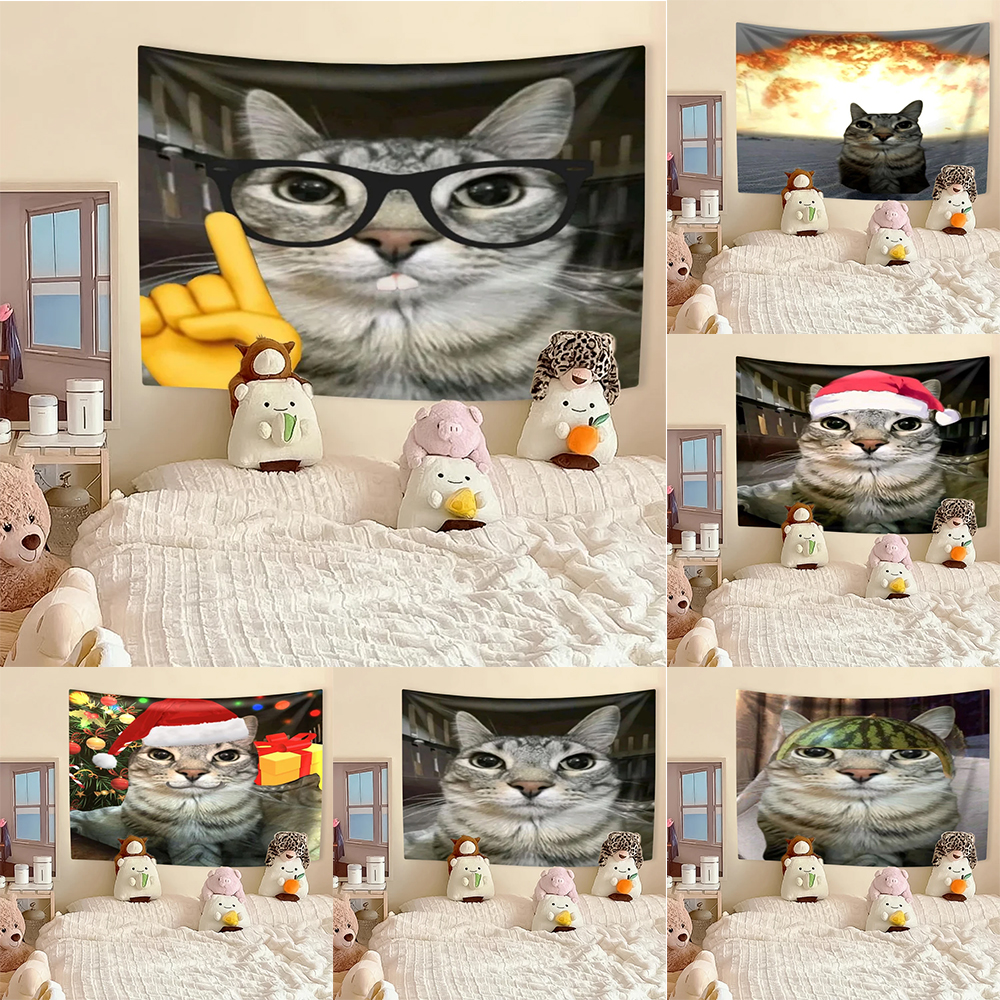 Funny Cat Meme Tapestry, Kawai - đánh giá và giá Aesthetic Tapestry