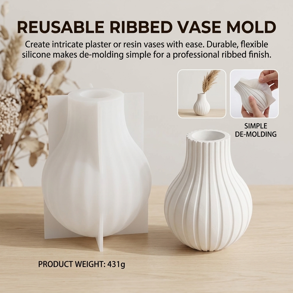 Silicone Vase Mold with Stripe - đánh giá và giá Home Decor Minimalist Style