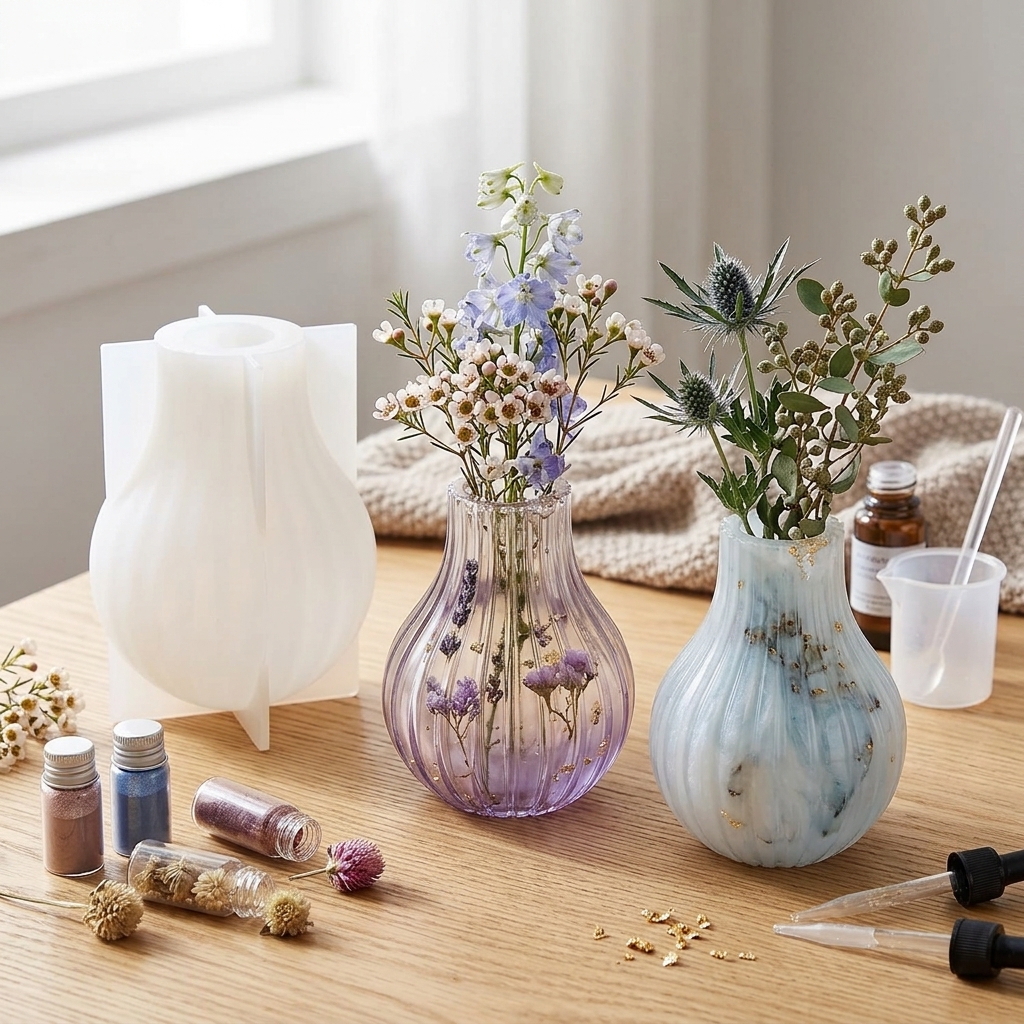 Silicone Vase Mold with Stripe - đánh giá và giá Home Decor Minimalist Style