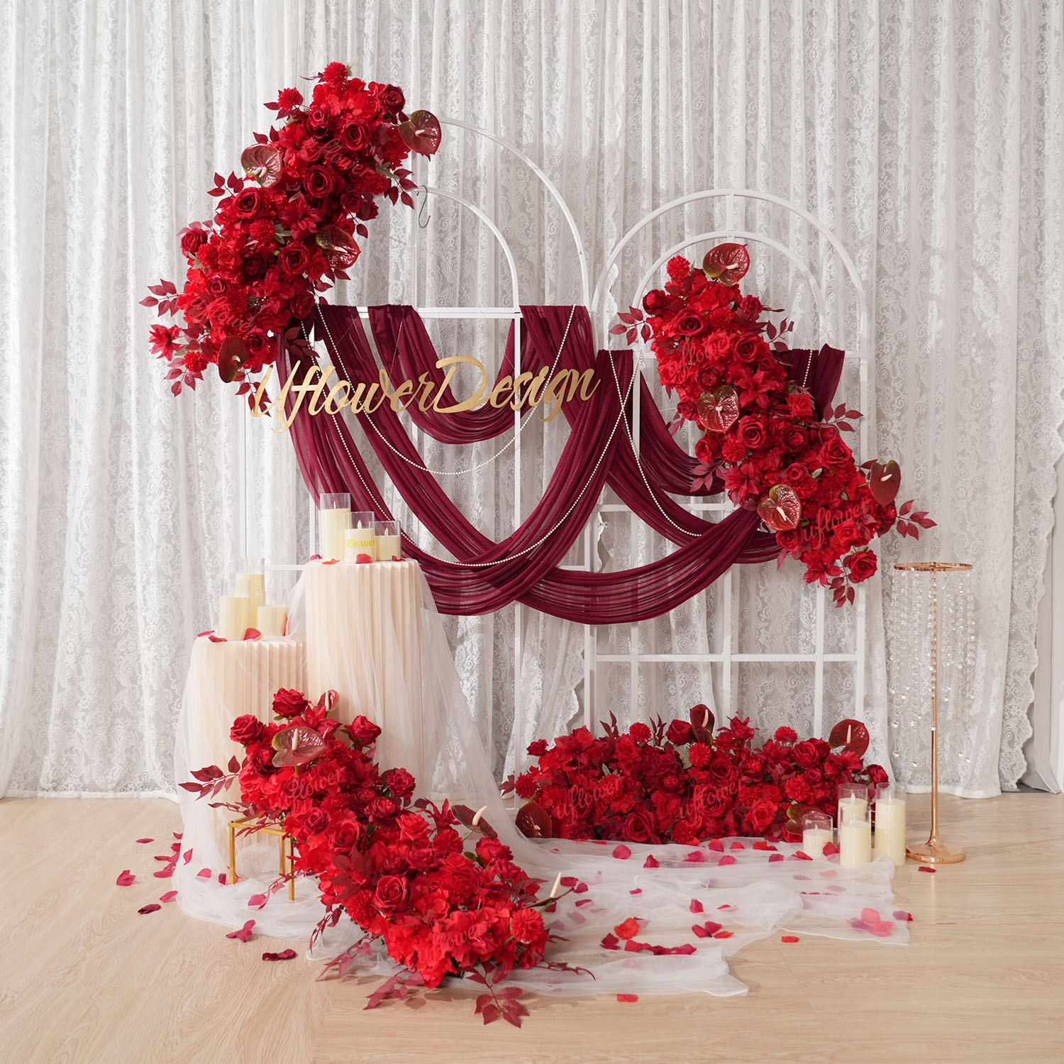 Uflower Red Flower Row Wedding - đánh giá và giá Home Decor Event