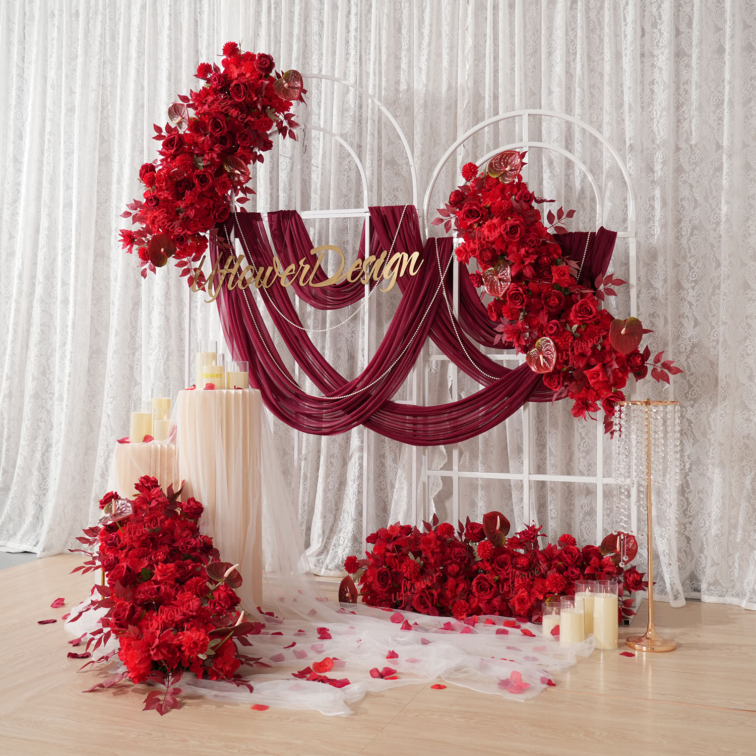 Uflower Red Flower Row Wedding - đánh giá và giá Home Decor Event