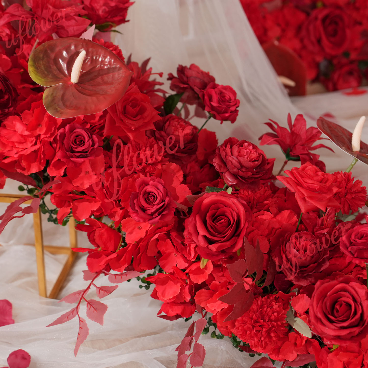 Uflower Red Flower Row Wedding - đánh giá và giá Home Decor Event