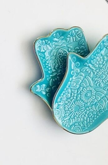 Nordic Blue Hamsa Hand Tray Je - đánh giá và giá Ceramic Trinket Dish
