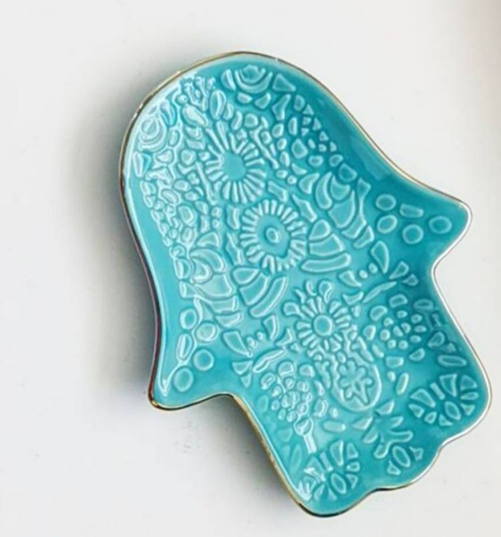 Nordic Blue Hamsa Hand Tray Je - đánh giá và giá Ceramic Trinket Dish