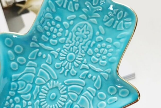 Nordic Blue Hamsa Hand Tray Je - đánh giá và giá Ceramic Trinket Dish