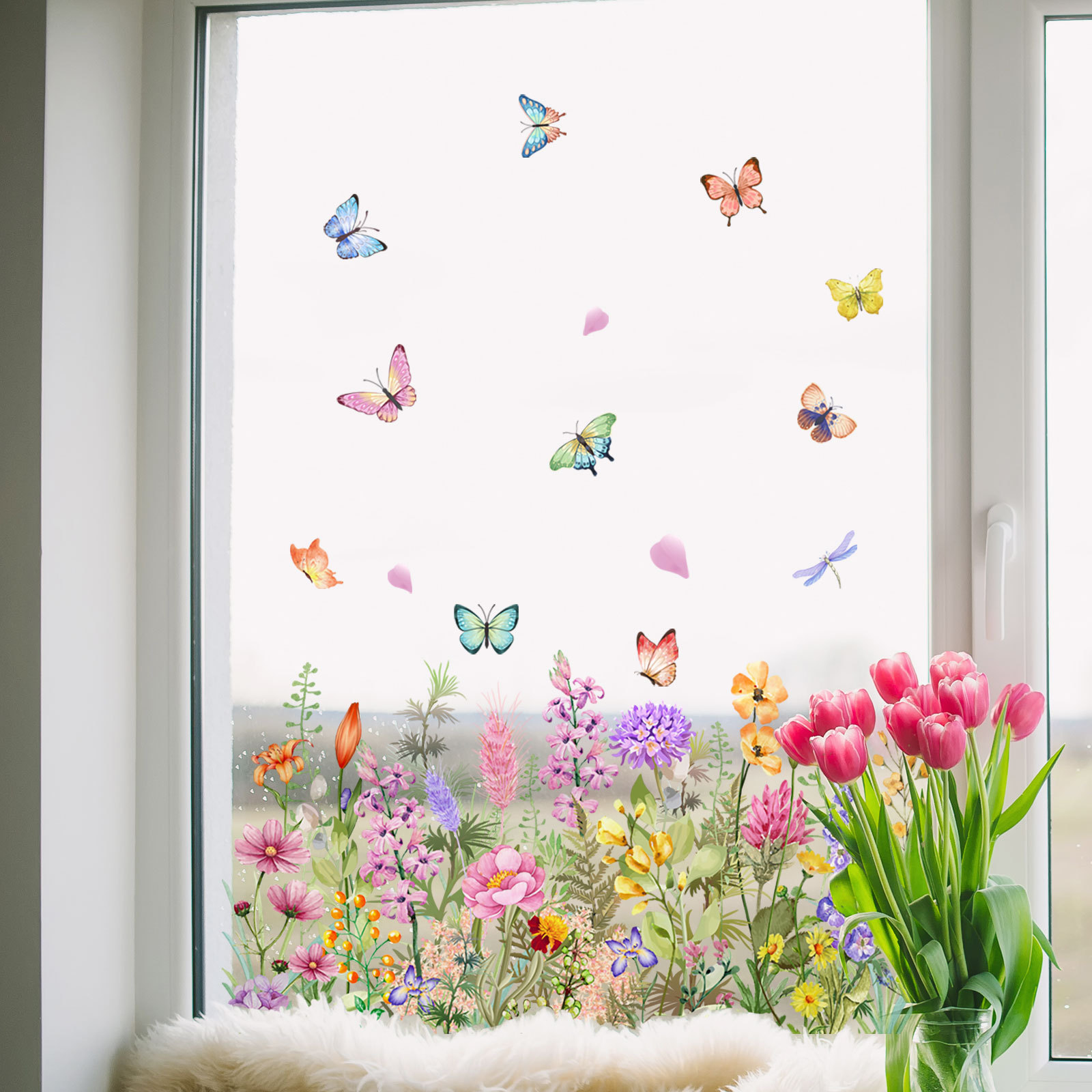 Watercolor Colored Flowers But - đánh giá và giá Home Decor Window Blinds
