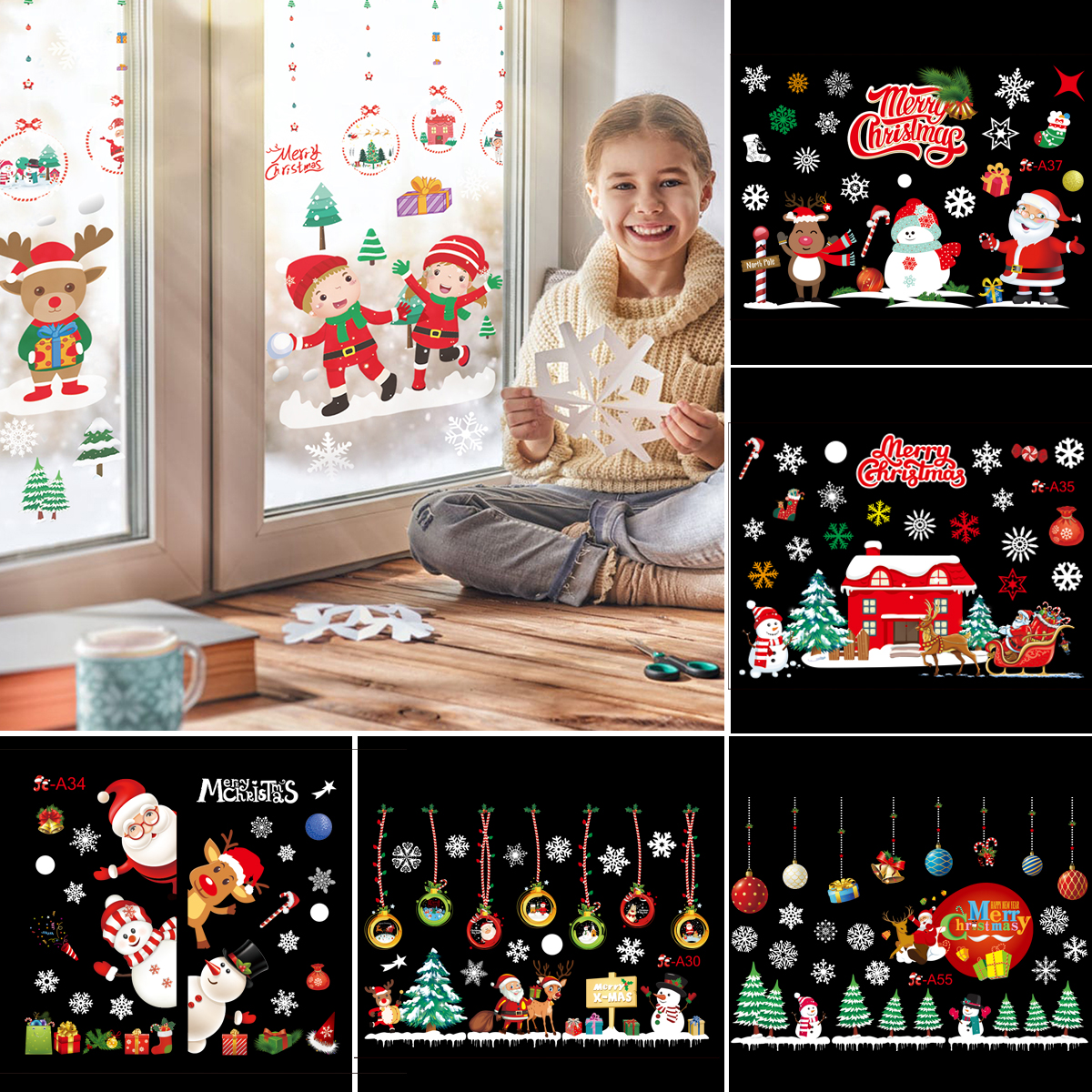 2025 Merry Christmas Wall Stic - đánh giá và giá Home Decor Window Blinds